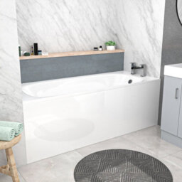 Nes Home Matte Grey 450mm Flat Pack Basin Vanity Unit Toilet & Round Bath - thumbnail 5