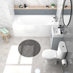 Nes Home Matte Grey 450mm Flat Pack Basin Vanity Unit Toilet & Round Bath - thumbnail 3
