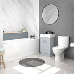 Nes Home Matte Grey 450mm Flat Pack Basin Vanity Unit Toilet & Round Bath - thumbnail 1