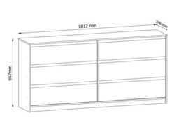 Impact Furniture 6 Drawer Chest Of Drawers Sideboard Large Storage Cabinet Handleless 180Cm Wide Unit White Washed Light Oak Effect Mana - thumbnail 7