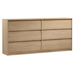 Impact Furniture 6 Drawer Chest Of Drawers Sideboard Large Storage Cabinet Handleless 180Cm Wide Unit White Washed Light Oak Effect Mana - thumbnail 6