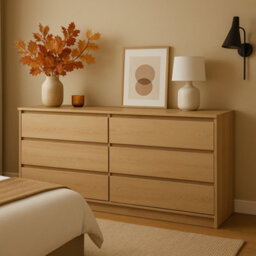 Impact Furniture 6 Drawer Chest Of Drawers Sideboard Large Storage Cabinet Handleless 180Cm Wide Unit White Washed Light Oak Effect Mana - thumbnail 5