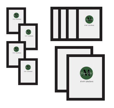 Magna Retail Hanging Picture Frames Set Of 10 Wall Mountable Or Free Standing Black Photo Frame 3 Sizes Photo Wall Display - image 1
