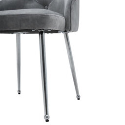 Living And Home Grey Velvet Tufted Dining Chair With Cushion - thumbnail 6