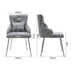 Living And Home Grey Velvet Tufted Dining Chair With Cushion - thumbnail 5