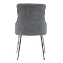 Living And Home Grey Velvet Tufted Dining Chair With Cushion - thumbnail 4