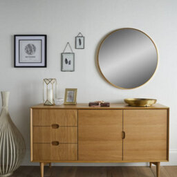 The Online Mirror Shop Round Mirror Bexley Wall Mounted With Gold Metal Frame 3Cm Frame Depth -100Cm Diameter For Hanging In Living Room Or Dining Room - thumbnail 3