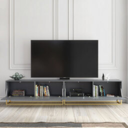 Creative Furniture Ripple Duo Tv Unit 200Cm - Dark Grey With Fluted Doors - thumbnail 2