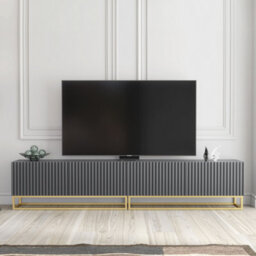 Creative Furniture Ripple Duo Tv Unit 200Cm - Dark Grey With Fluted Doors - thumbnail 1
