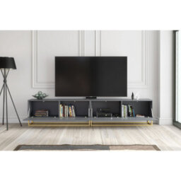 Creative Furniture Ripple Duo Tv Unit 200Cm - Dark Grey With Fluted Doors - thumbnail 4