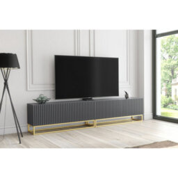 Creative Furniture Ripple Duo Tv Unit 200Cm - Dark Grey With Fluted Doors - thumbnail 6