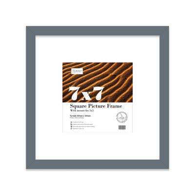 "7X7"" Grey Picture Frame - 7X7"" Square Frame With 5X5"" Mount For 7X7""/5X5"" Pictures Moderrn Style Thin Edge, 1 Pack" - image 1