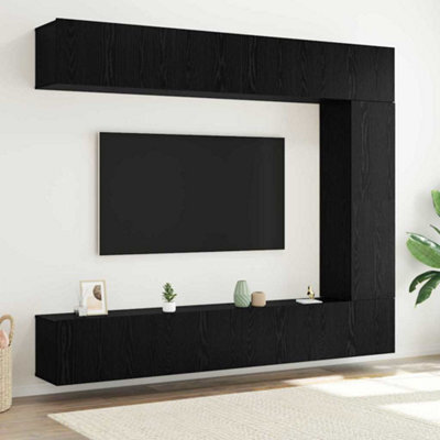 Berkfield 5 Piece Tv Cabinet Set Wall-Mounted Black Oak Engineered Wood - image 1