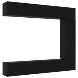 Berkfield 5 Piece Tv Cabinet Set Wall-Mounted Black Oak Engineered Wood - thumbnail 2