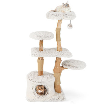 Costway Modern Cat Tree For Indoor Cats 135 Cm Tall Cat Tower-White - image 1