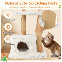 Costway Modern Cat Tree For Indoor Cats 135 Cm Tall Cat Tower-White - thumbnail 2