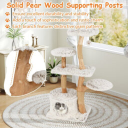 Costway Modern Cat Tree For Indoor Cats 135 Cm Tall Cat Tower-White - thumbnail 5