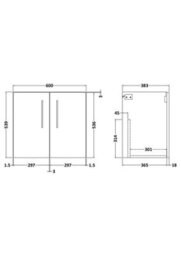 Hudson Reed Arno 600mm Wall Hung 2-Door Unit-Charcoal Black - thumbnail 2