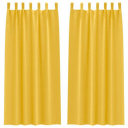 Berkfield Curtains 2 Pcs Mustard Yellow 245 X 140 Cm Polyester - thumbnail 2