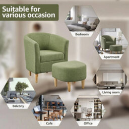 Accent Armchair Fabric Upholstered Single Sofa With Ottoman Living Room Couches - thumbnail 3