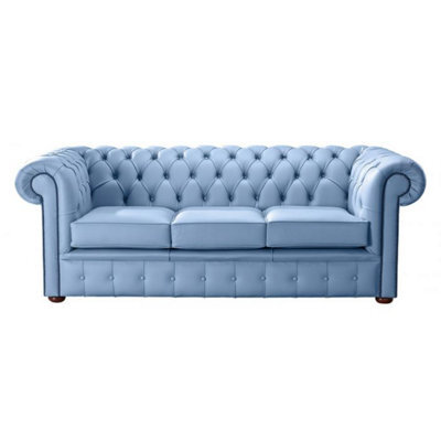 Chesterfield 3 Seater Shelly Haze Leather Sofa Bespoke In Classic Style - image 1