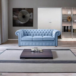Chesterfield 3 Seater Shelly Haze Leather Sofa Bespoke In Classic Style - thumbnail 3