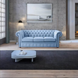 Chesterfield 3 Seater Shelly Haze Leather Sofa Bespoke In Classic Style - thumbnail 2