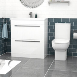 Nes Home 800mm White Drawers Basin Vanity Unit Square Close Coupled Toilet - thumbnail 2