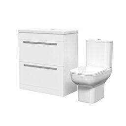 Nes Home 800mm White Drawers Basin Vanity Unit Square Close Coupled Toilet - thumbnail 6