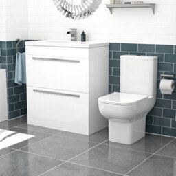 Nes Home 800mm White Drawers Basin Vanity Unit Square Close Coupled Toilet - thumbnail 1