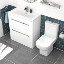 Nes Home 800mm White Drawers Basin Vanity Unit Square Close Coupled Toilet - thumbnail 4