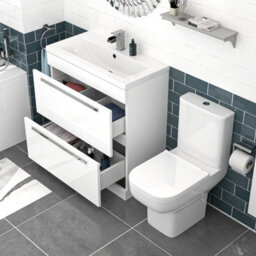 Nes Home 800mm White Drawers Basin Vanity Unit Square Close Coupled Toilet - thumbnail 5