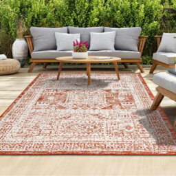 Homeart Outdoor Indoor Rug, Easy Clean, Uv Weather Resistant Rug For Patio, Gardenvintage Terra, Cream,200X290Cm - thumbnail 1