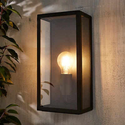 Zinc Thora Fixed Matt Black Mains-Powered Led Outdoor Box On/off Wall Light (Dia)16Cm - image 1