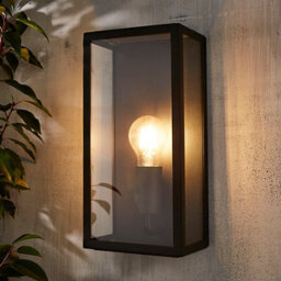 Zinc Thora Fixed Matt Black Mains-Powered Led Outdoor Box On/off Wall Light (Dia)16Cm - thumbnail 1