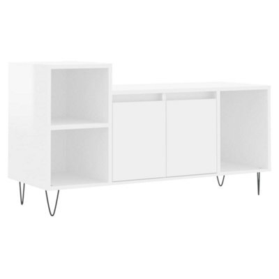 Berkfield Stylish Tv Cabinet High Gloss White 100X35X55 Cm Engineered Wood - image 1