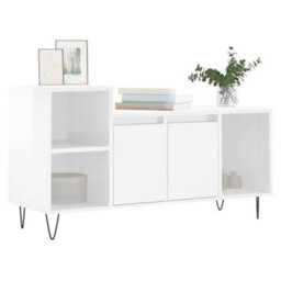Berkfield Stylish Tv Cabinet High Gloss White 100X35X55 Cm Engineered Wood - thumbnail 3
