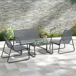 Outsunny 4 Piece Garden Furniture Set Patio Sofa Set W/ Chairs, Glass Top Table - thumbnail 7