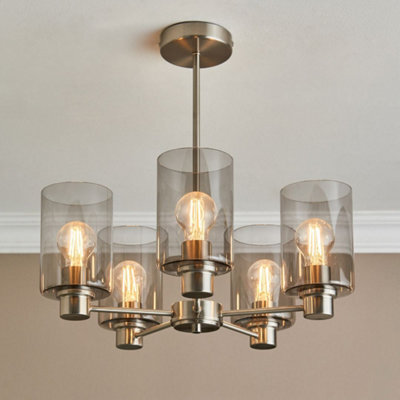 Pagazzi Lighting Pagazzi Kingsholm 5 Light Satin Nickel Semi Flush Ceiling Light - image 1