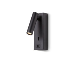 Ultra Beam Lighting Ultrabeam Black Wall Mounted Bedroom Reading Light With Usb Charging Port 3 Watt 3000K Warm White Led - thumbnail 2