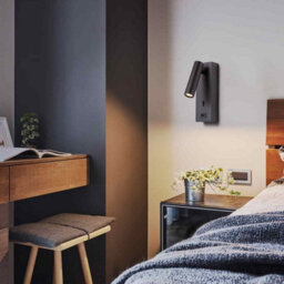 Ultra Beam Lighting Ultrabeam Black Wall Mounted Bedroom Reading Light With Usb Charging Port 3 Watt 3000K Warm White Led
