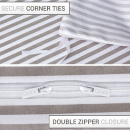 Grace Stripe Super King Duvet Set Premium Microfiber Reversible Superking Duvets Sets 3 Pcs Ultrasoft With Zipper Closure - thumbnail 5