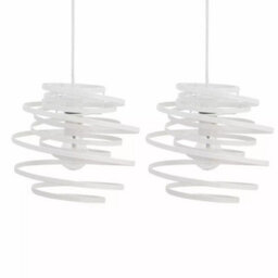 Set Of 2 Modern White Metal Swirl Easy Fit Ceiling Light Shade Pendants - thumbnail 1