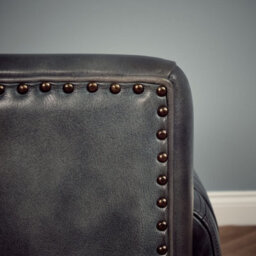 Elm Home And Products Real Genuine Leather Tub Aviator Wing Accent Arm Chair Grey - thumbnail 7