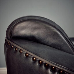 Elm Home And Products Real Genuine Leather Tub Aviator Wing Accent Arm Chair Grey - thumbnail 6
