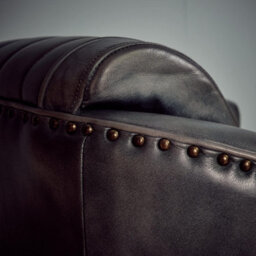 Elm Home And Products Real Genuine Leather Tub Aviator Wing Accent Arm Chair Grey - thumbnail 5