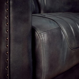 Elm Home And Products Real Genuine Leather Tub Aviator Wing Accent Arm Chair Grey - thumbnail 8