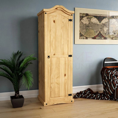 1 Door Wardrobe Solid Pine Wood Bedroom Furniture Storage - image 1