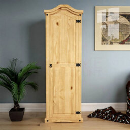 1 Door Wardrobe Solid Pine Wood Bedroom Furniture Storage - thumbnail 3