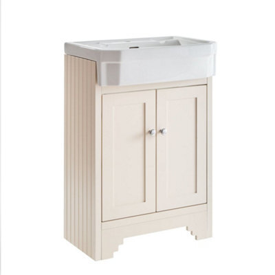 Homestylestore Antique White 570mm Bathroom Vanity Unit And Round Chrome Handles - image 1